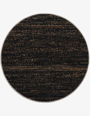 Midnight Denim Blue Hand Woven Palm Beach Jute Round Rug