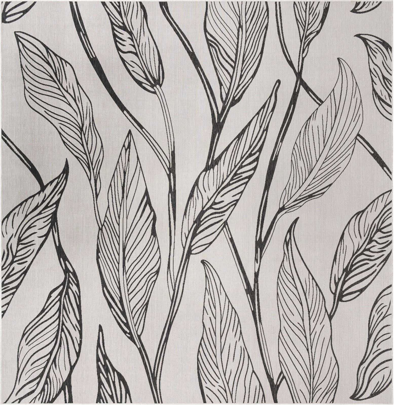 13' x 13' Milton · Floral / botanical Outdoor Rug, charcoal ivory