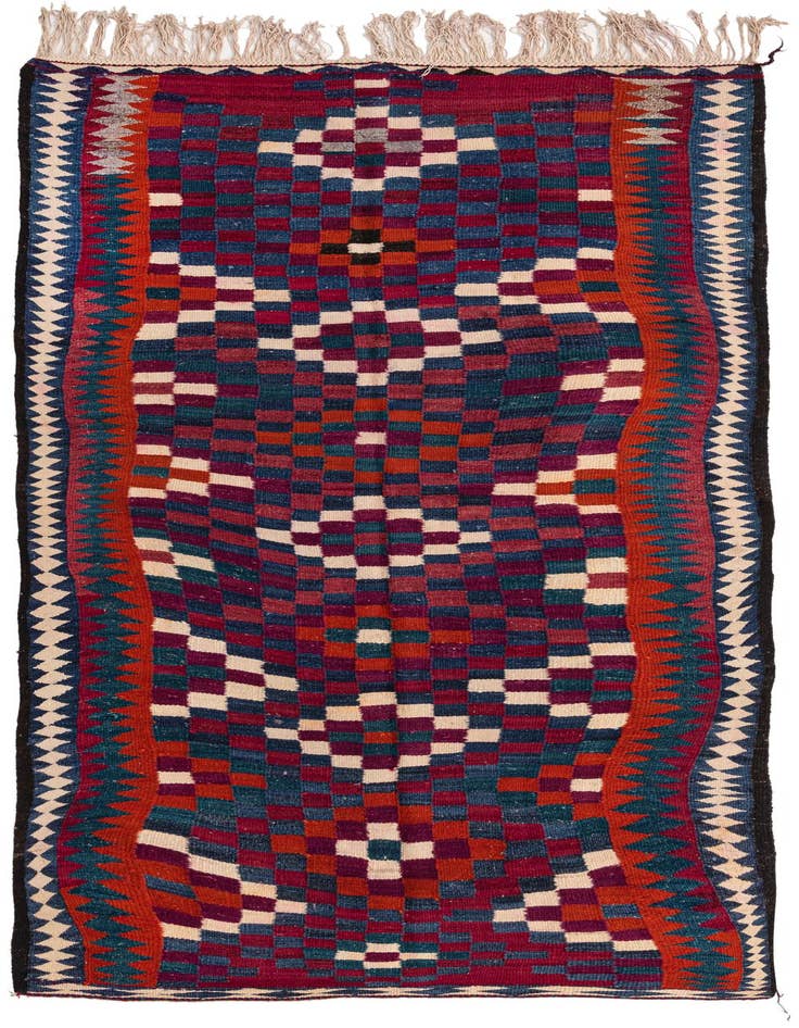 Detail image of 5' x 10' Hand Woven Kilim Fars Wool Runner Rug