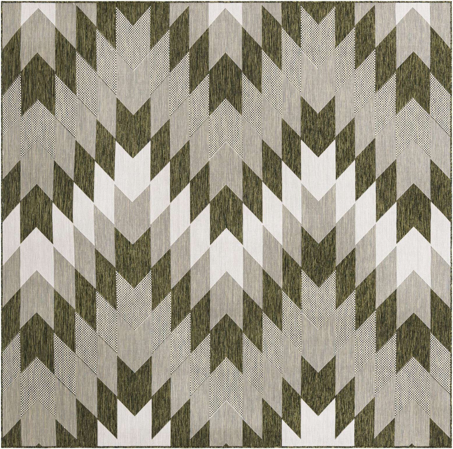 7' 10 x 7' 10 Morrell · Chevron Outdoor Rug, green and ivory