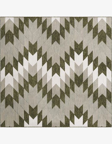 7' 10 x 7' 10 Morrell · Chevron Outdoor Rug, green and ivory