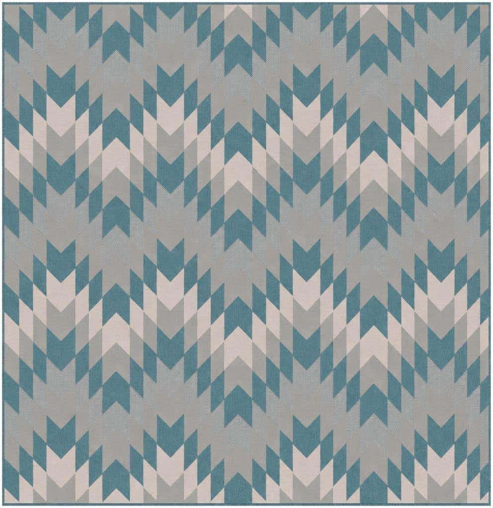 13' x 13' Morrell · Chevron Outdoor Rug, aqua