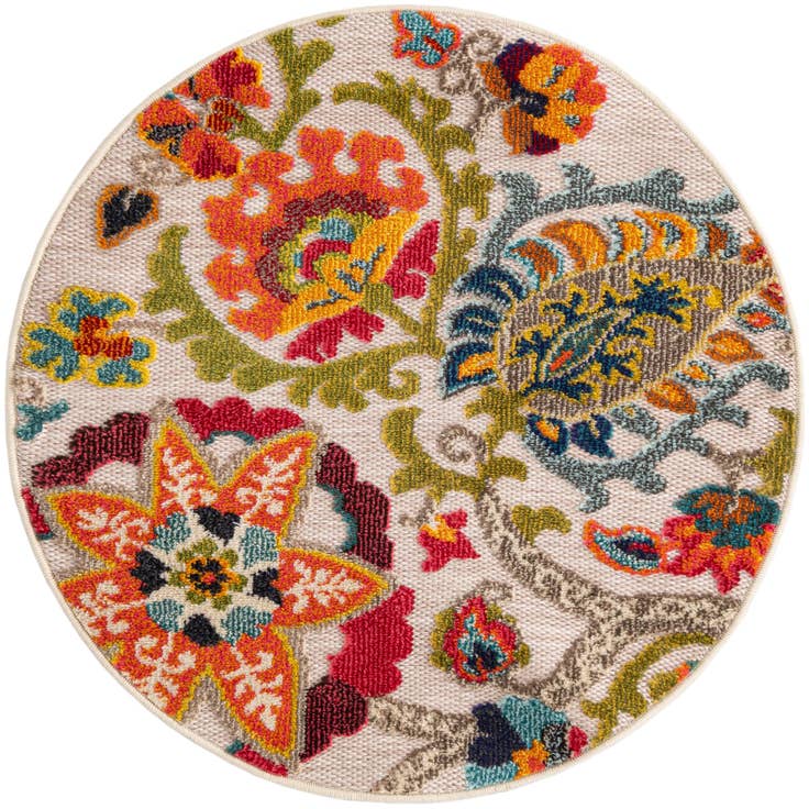 Detail image of 3' x 3' Easy-Clean Casablanca Indoor / Outdoor Round Rug