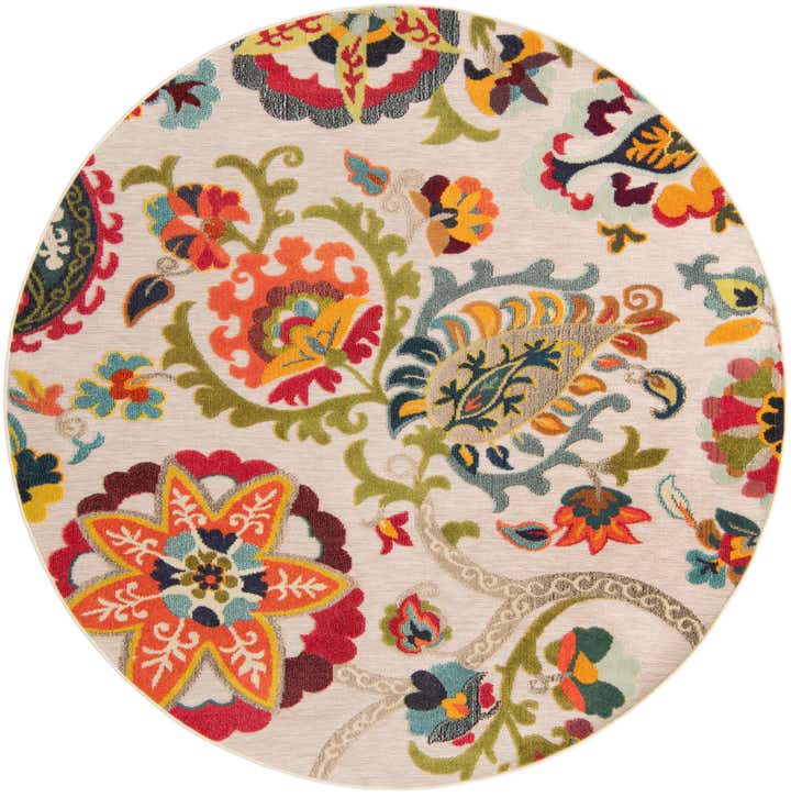 7' 10 x 7' 10 Easy-Clean Casablanca Indoor / Outdoor Round Rug