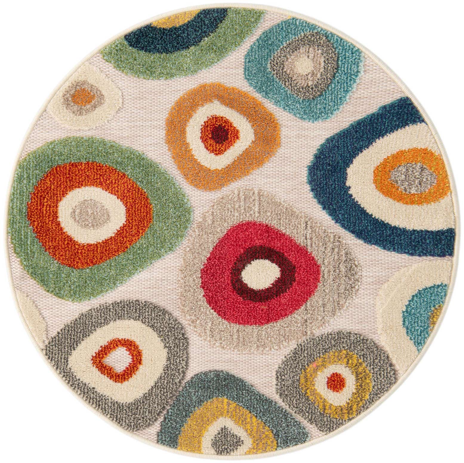 3' x 3' Easy-Clean Casablanca Indoor / Outdoor Round Rug