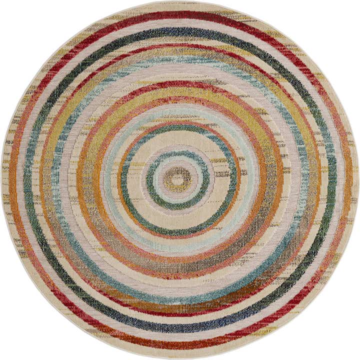 6' x 6' Easy-Clean Casablanca Indoor / Outdoor Round Rug
