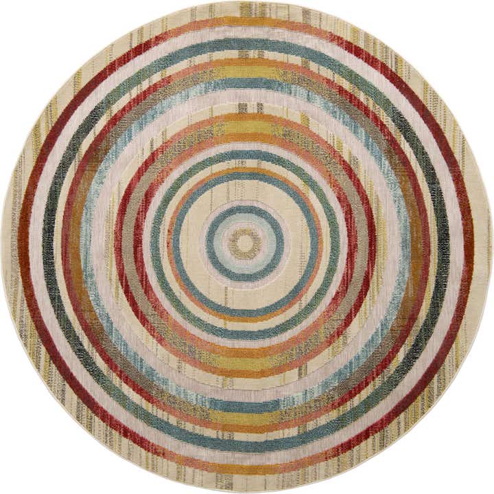 7' 10 x 7' 10 Easy-Clean Casablanca Indoor / Outdoor Round Rug