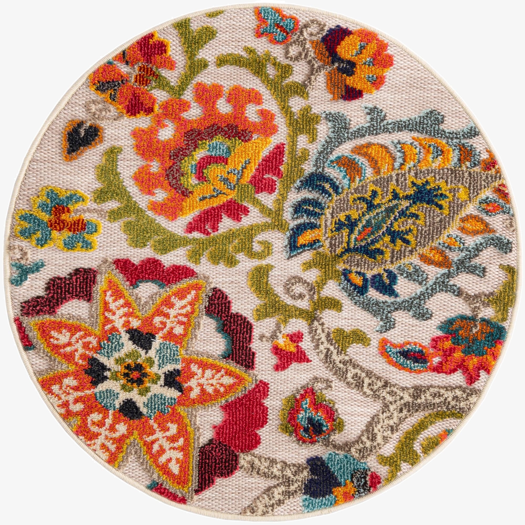 3' x 3'  Washable Casablanca Indoor / Outdoor Round Rug