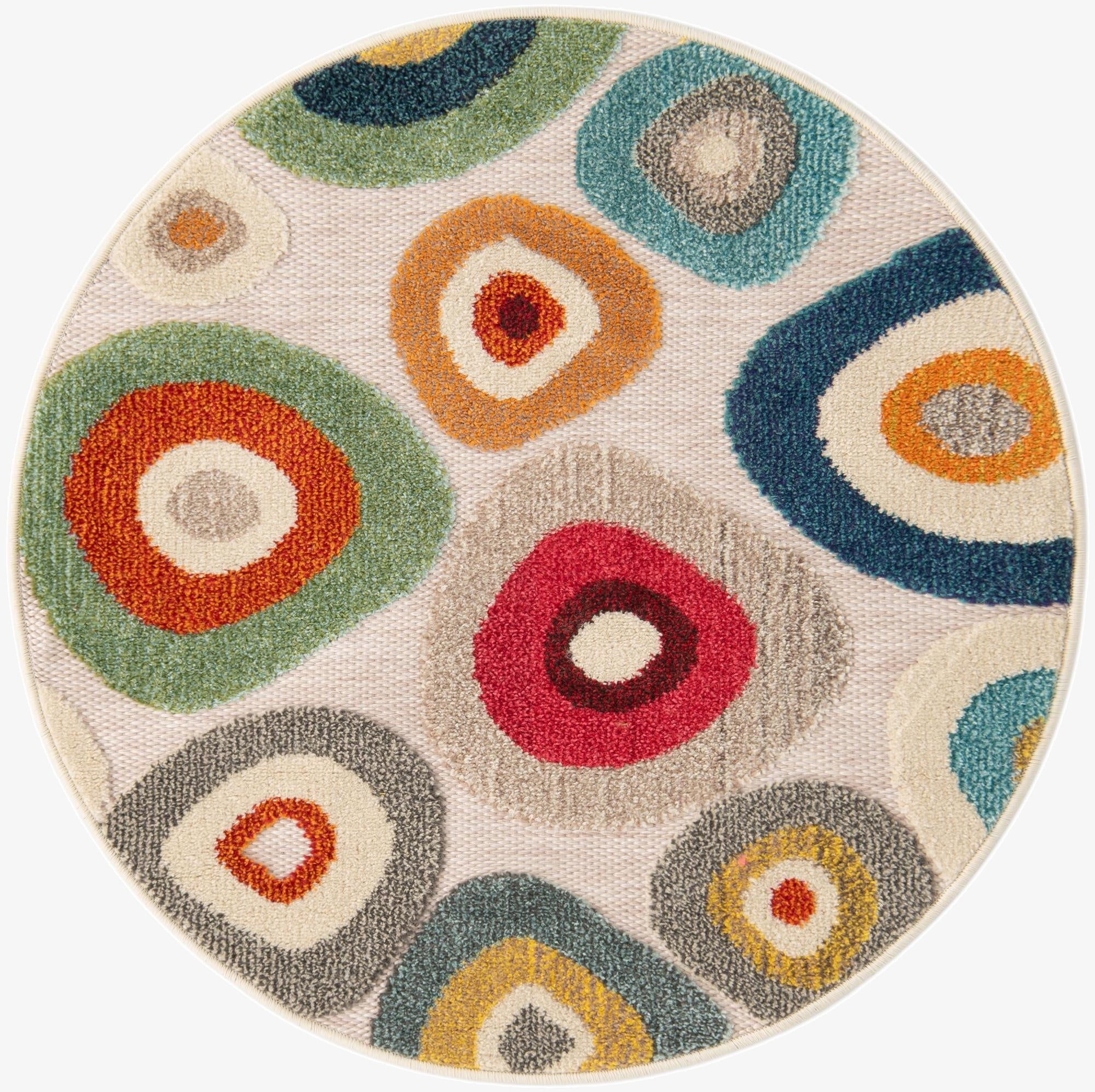 3' x 3'  Washable Casablanca Indoor / Outdoor Round Rug