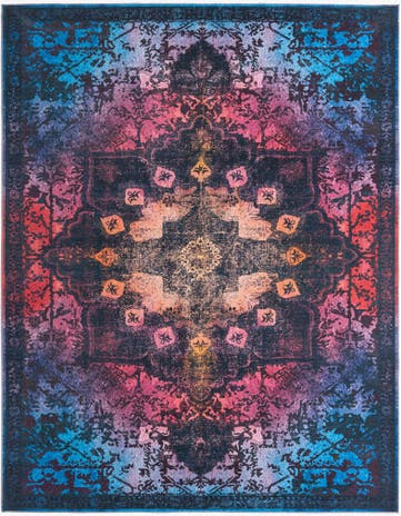 Multi Black Washable Francesca Rug