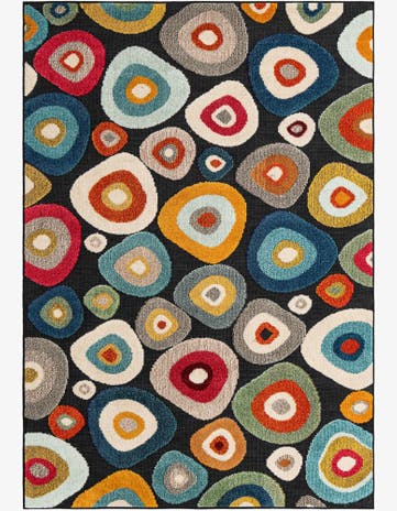 Multi Black Easy-Clean Casablanca Indoor / Outdoor Rug