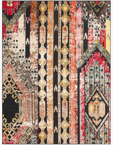 Multi Black Easy-Clean Casablanca Indoor / Outdoor Rug