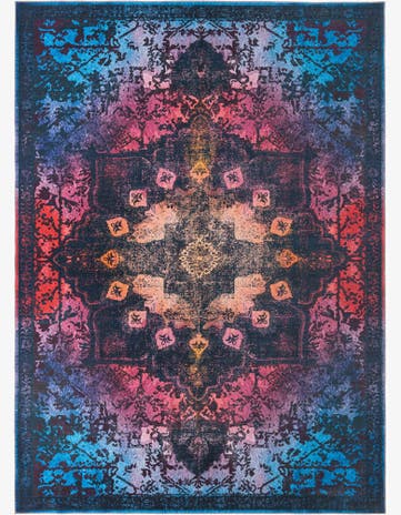 Multi Black Washable Renaissance Rug