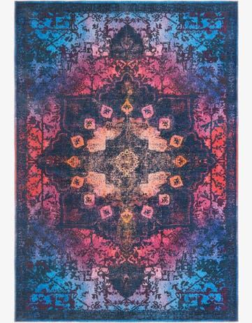 Multi Black Washable Renaissance Rug