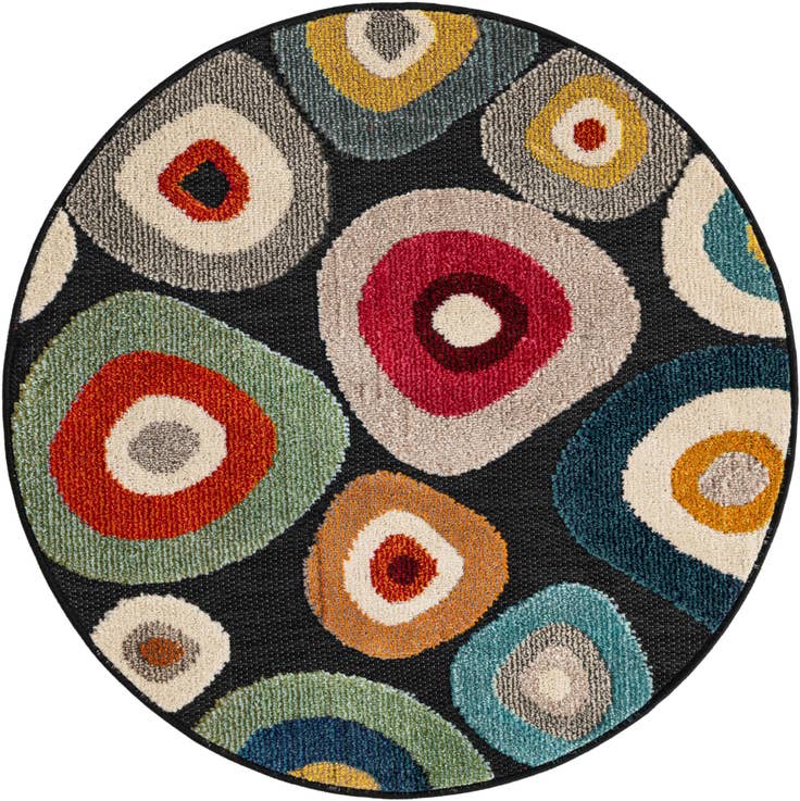 Detail image of 3' x 3' Easy-Clean Casablanca Indoor / Outdoor Round Rug