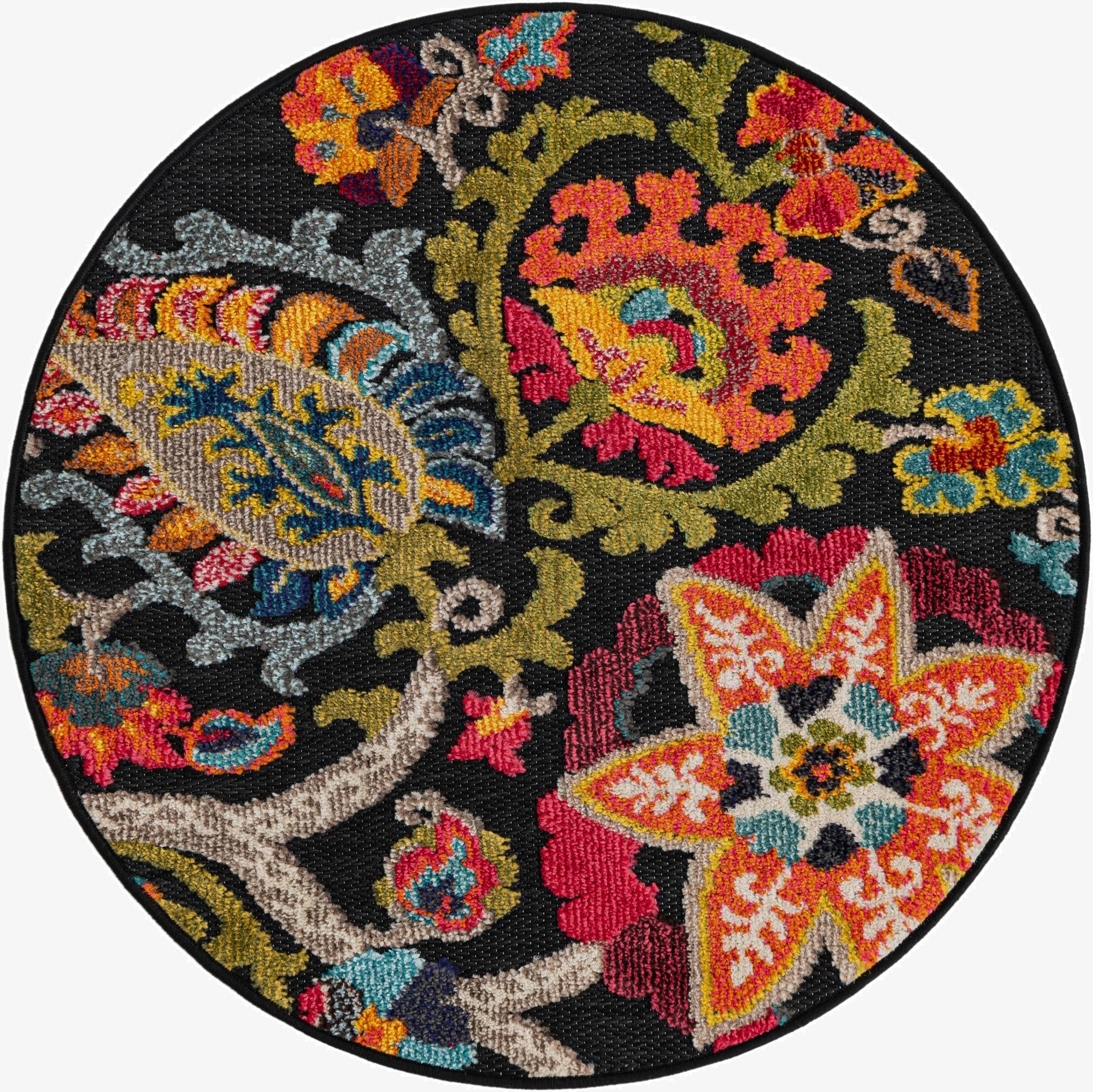 3' x 3'  Washable Casablanca Indoor / Outdoor Round Rug