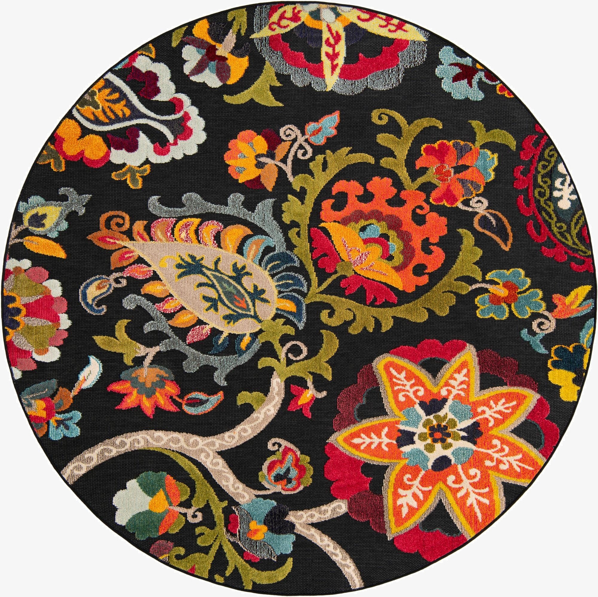 7' 10 x 7' 10  Washable Casablanca Indoor / Outdoor Round Rug