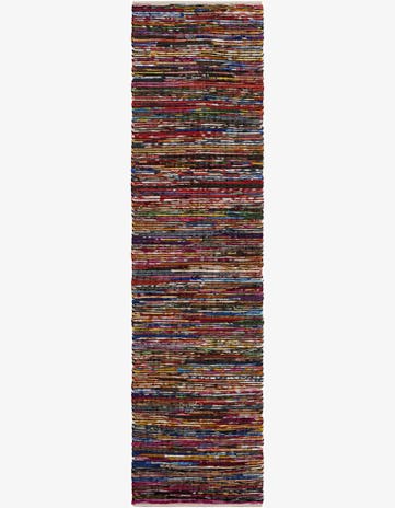 Multi Black Hand Woven Chindi Cotton Runner Rug