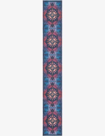 Multi Black Washable Francesca Runner Rug