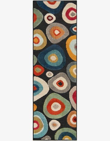 Multi Black Easy-Clean Casablanca Indoor / Outdoor Runner Rug