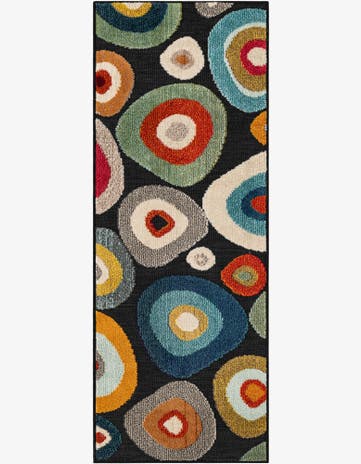 Multi Black Easy-Clean Casablanca Indoor / Outdoor Runner Rug