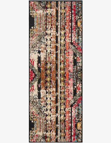 Multi Black Easy-Clean Casablanca Indoor / Outdoor Runner Rug