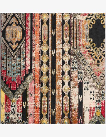 Multi Black Easy-Clean Casablanca Indoor / Outdoor Square Rug