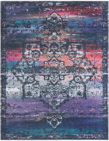 Multi Blue Washable Francesca Rug