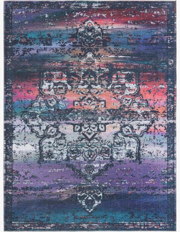 Multi Blue Washable Francesca Rug