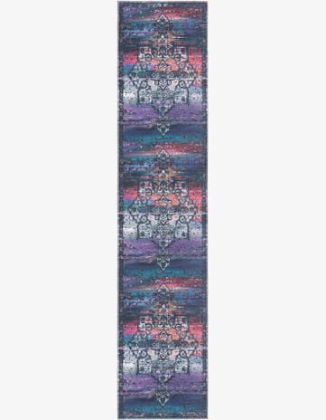 Multi Blue Washable Francesca Runner Rug