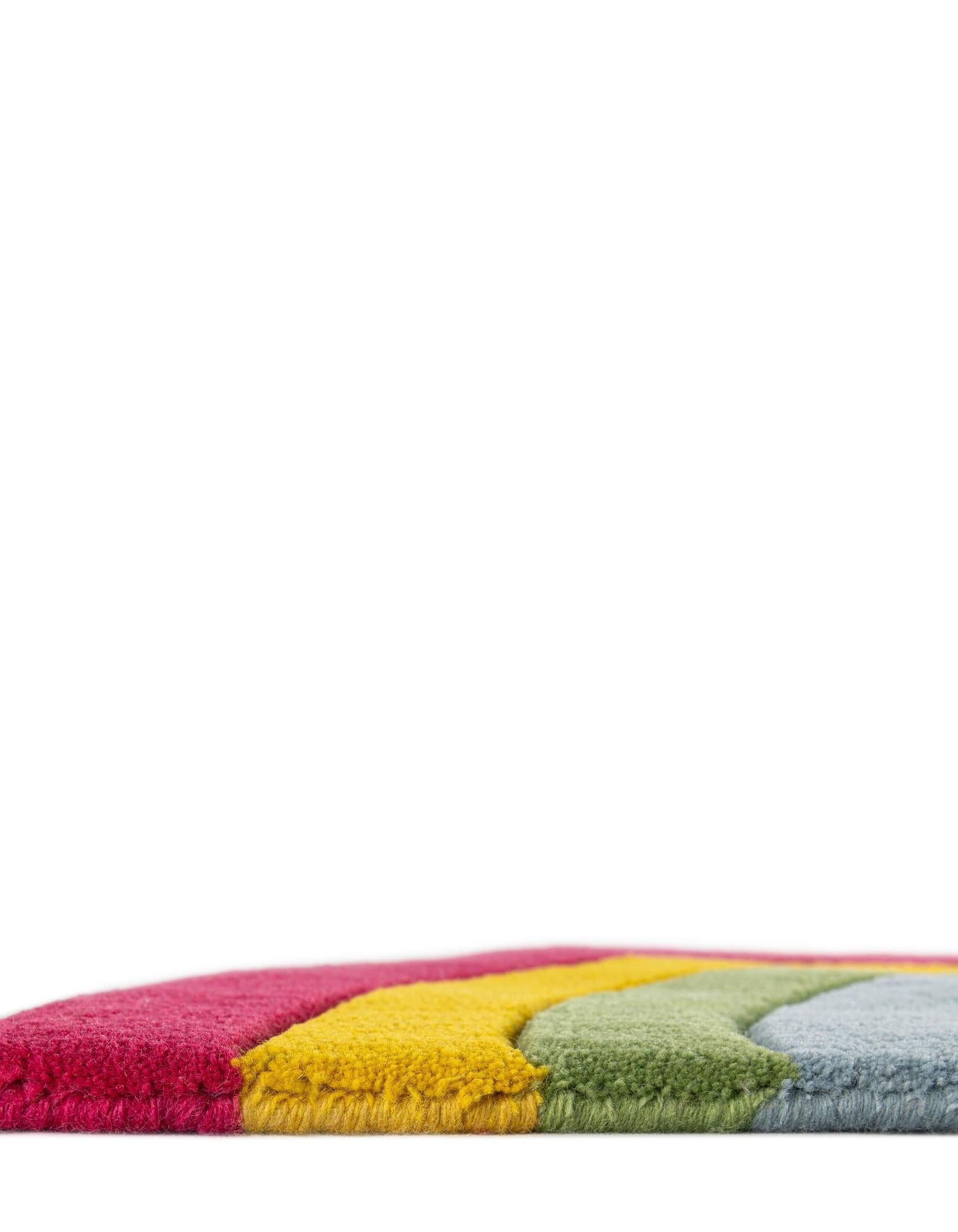 1' 4 x 2' 4 Happy Rugs Rainbow Wool Freeform