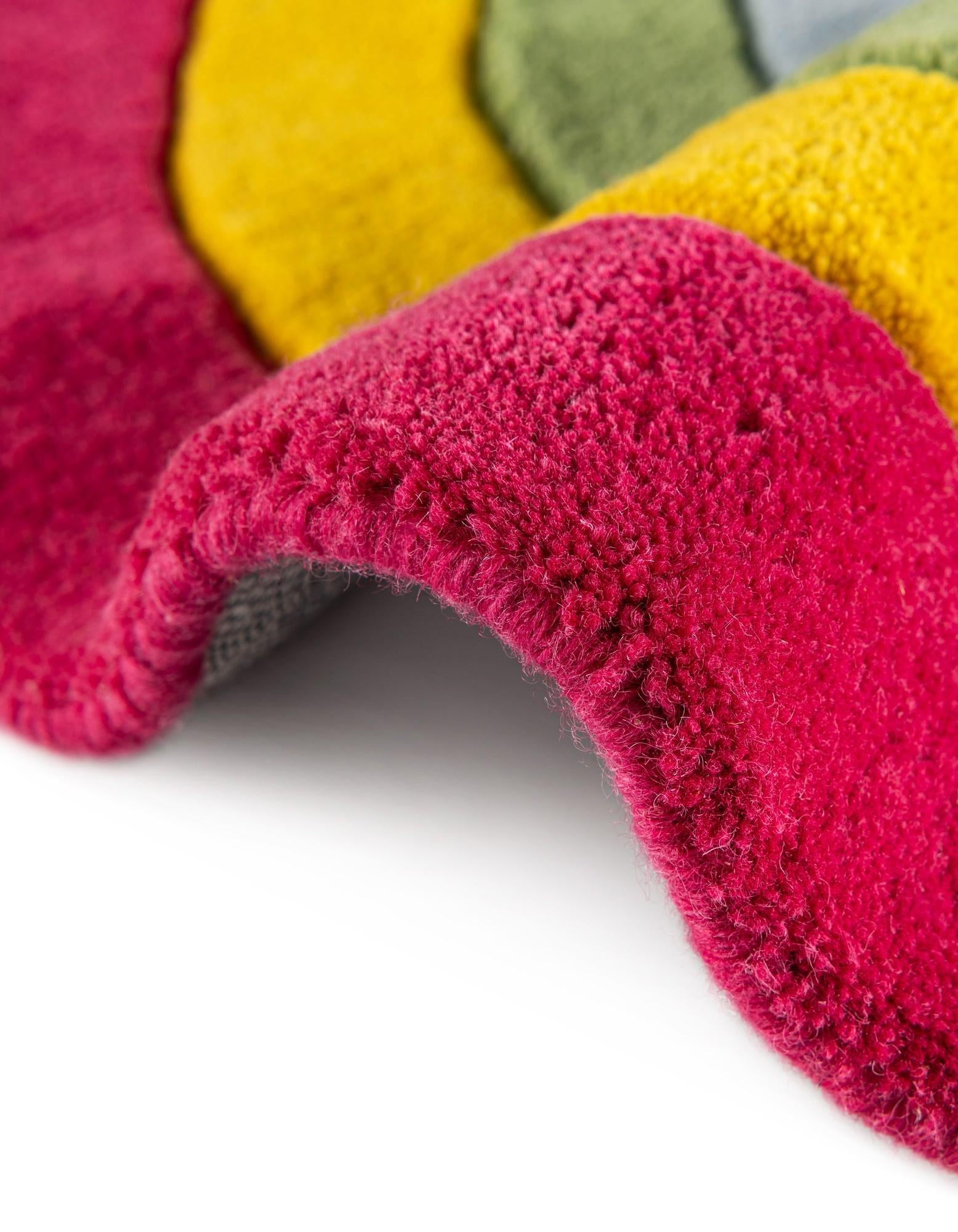 1' 4 x 2' 4 Happy Rugs Rainbow Wool Freeform