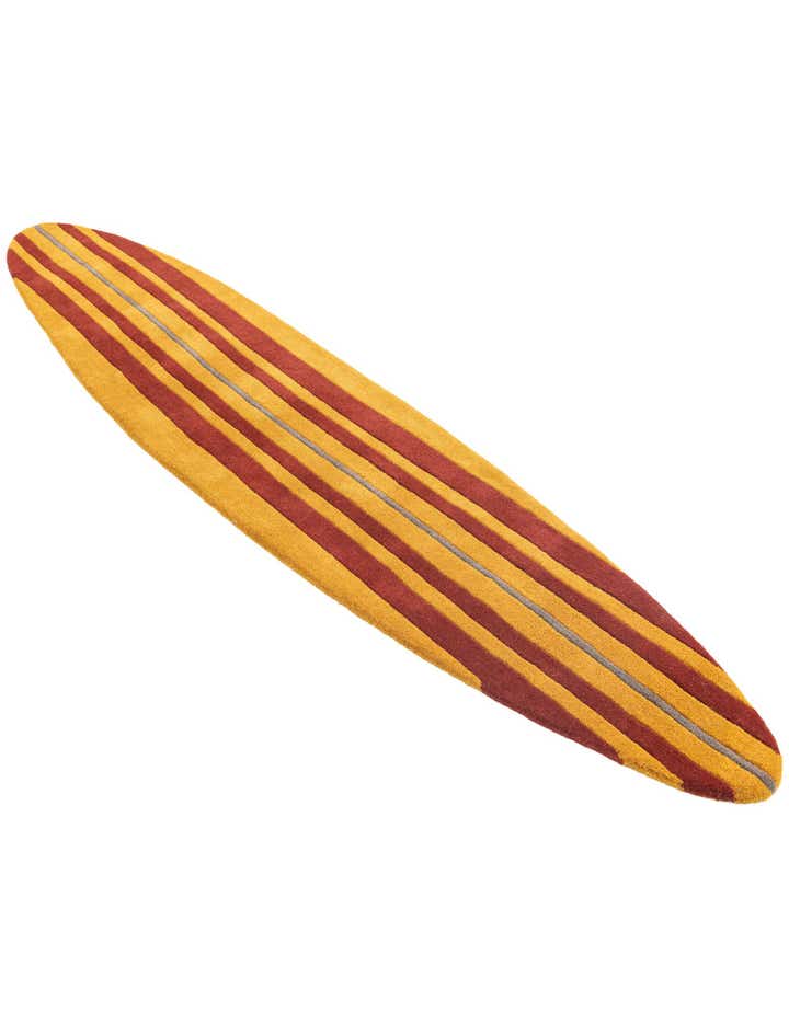 2' x 8' 10 Hand Braided SurfBoard Wool Freeform Rug