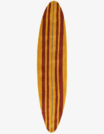 2' x 8' 10 Hand Braided SurfBoard Wool Freeform Rug