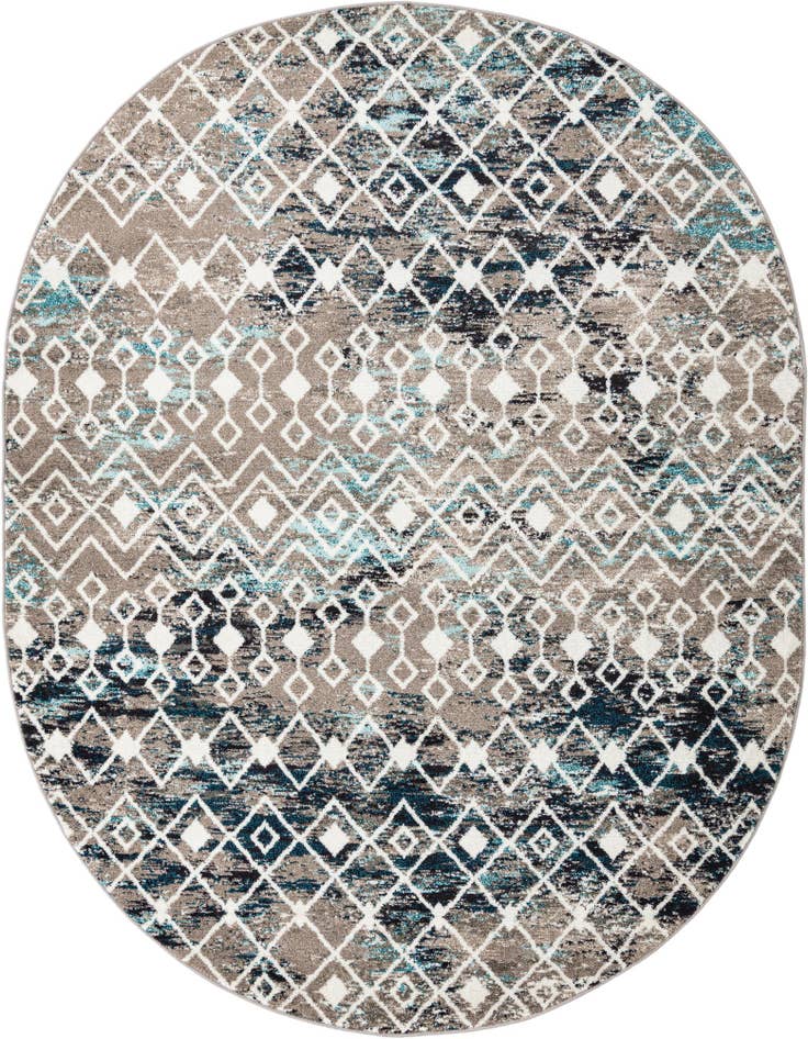 Detail image of 7' 10 x 10' Moroccan Trellis Oval Rug