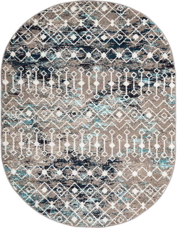 Detail image of 5' 3 x 8' Moroccan Trellis Oval Rug