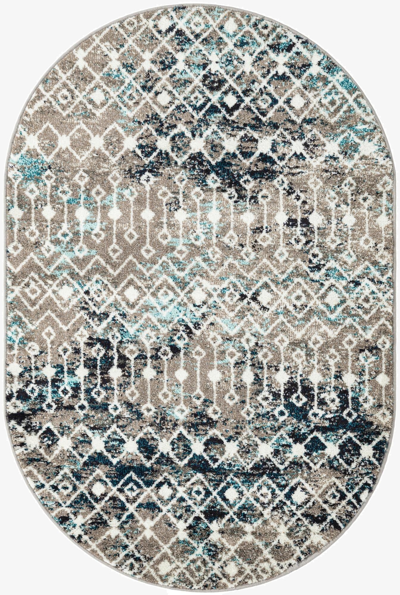 Primary image 4' x 6' Moroccan Trellis Oval Rug