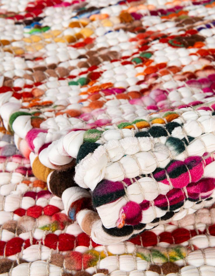Detail image of 2' 2 x 3' 7 Hand Woven Braided Chindi Hearth Rug
