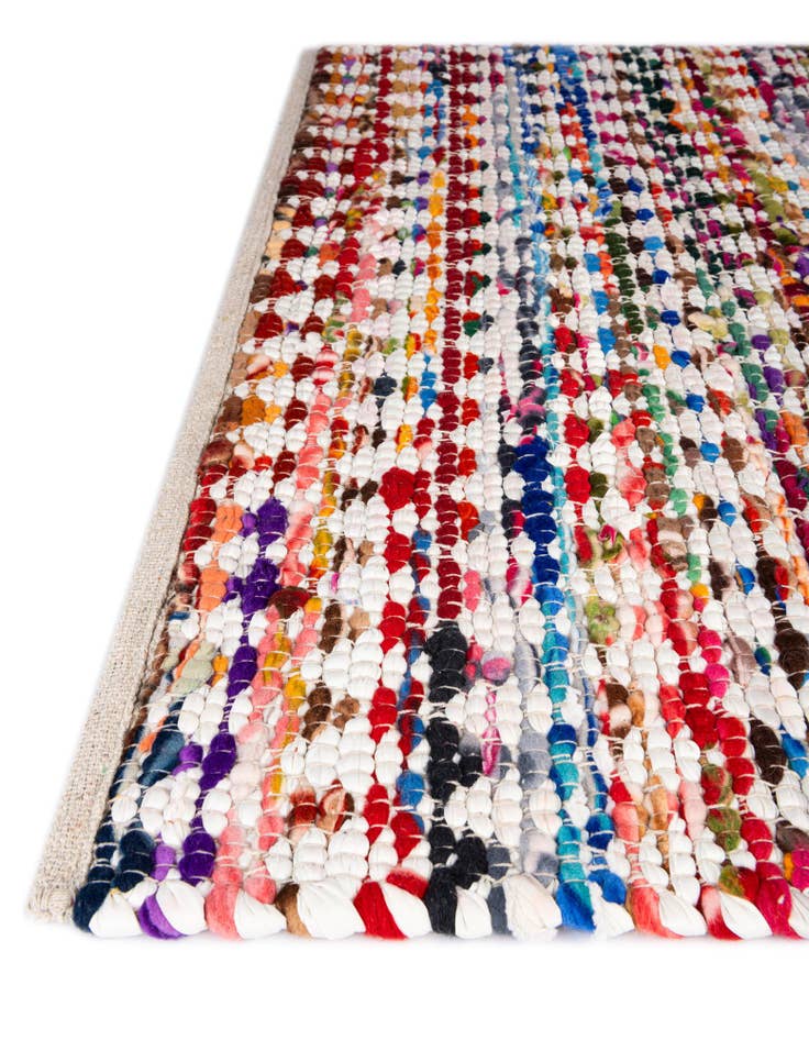Detail image of 2' 2 x 3' 7 Hand Woven Braided Chindi Hearth Rug