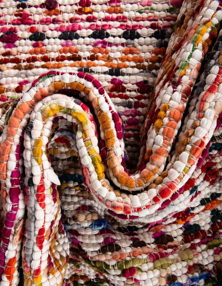 Detail image of 2' 2 x 3' 7 Hand Woven Braided Chindi Hearth Rug
