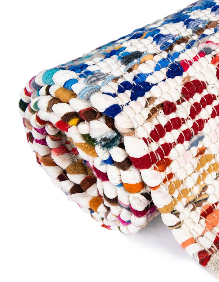 Detail image of 2' 2 x 3' 7  Hand Woven Braided Chindi Hearth Rug