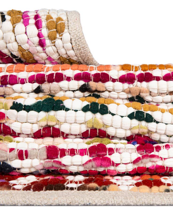 Detail image of 2' 2 x 3' 7 Hand Woven Braided Chindi Hearth Rug