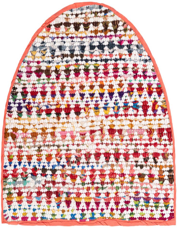 Detail image of 2' 2 x 3' 7  Hand Woven Braided Chindi Hearth Rug