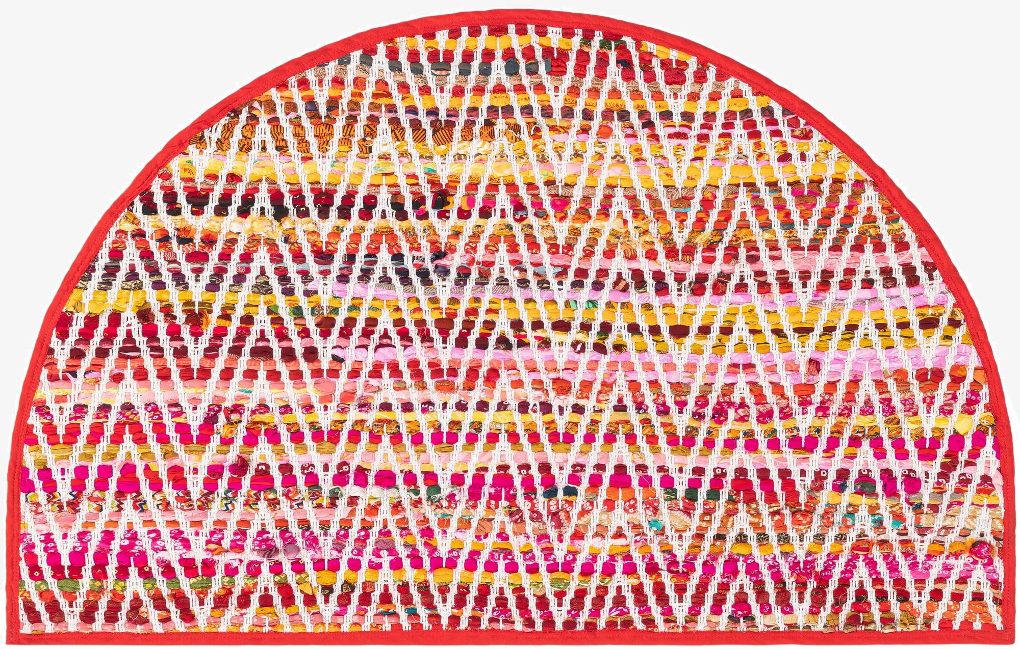 Primary image 2' 2 x 3' 7  Hand Woven Chindi Chevron Hearth Rug