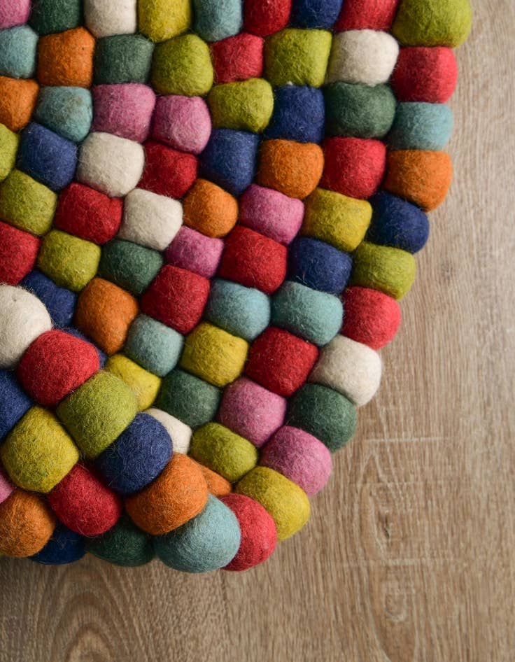 Detail image of 2' 2 x 3' 7 Felt Ball Wool Hearth Rug