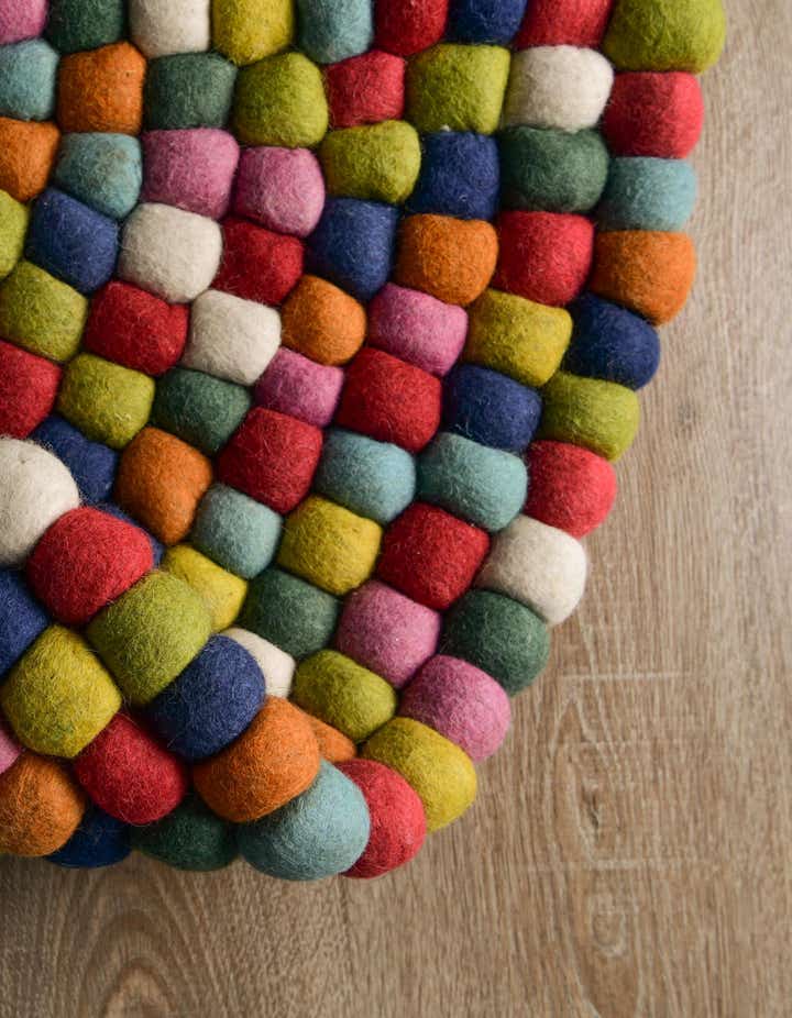 2' 2 x 3' 7 Felt Ball Wool Hearth Rug