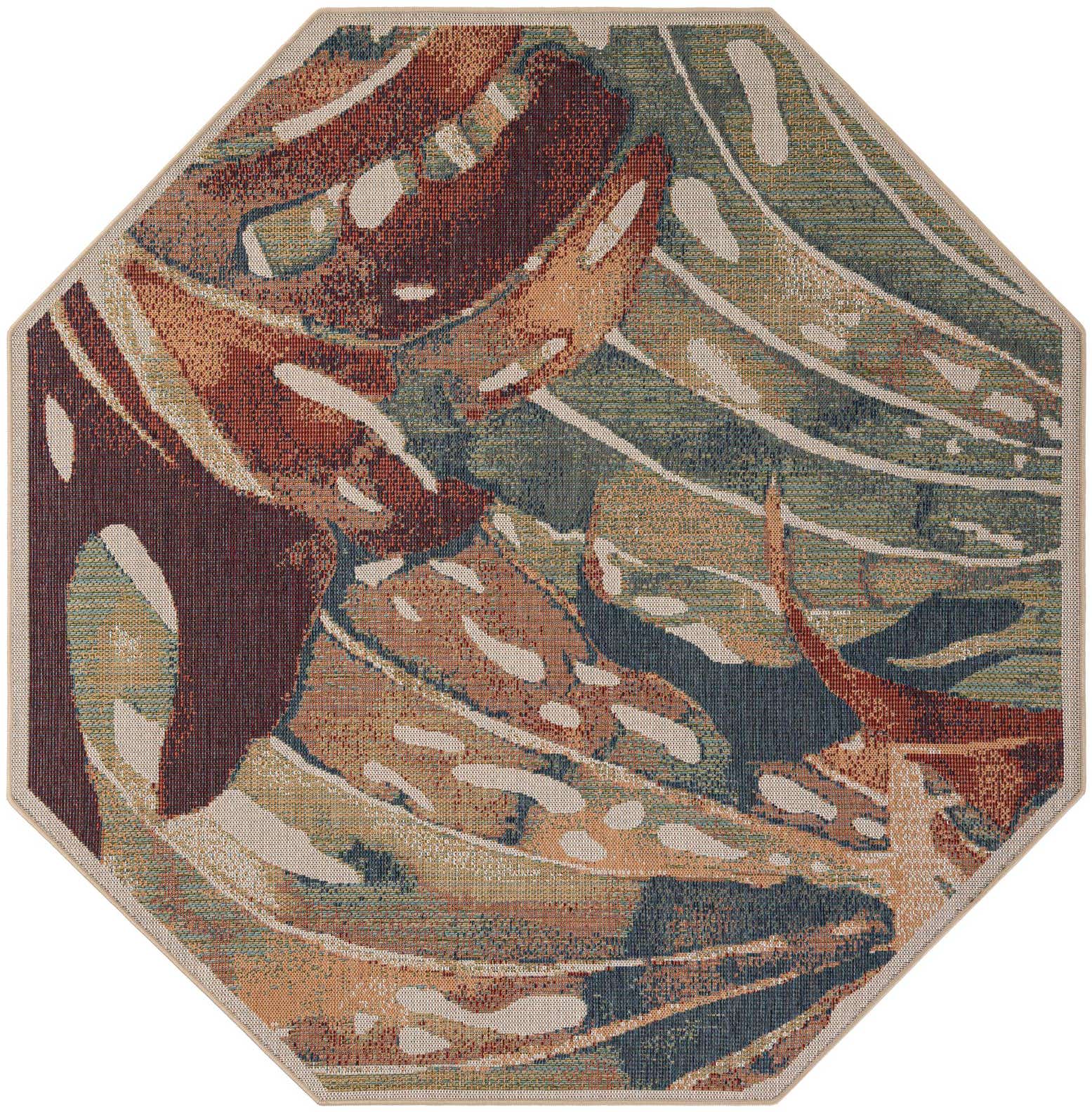 7' 10 x 7' 10 Easy-Clean Baja Indoor / Outdoor Octagon Rug