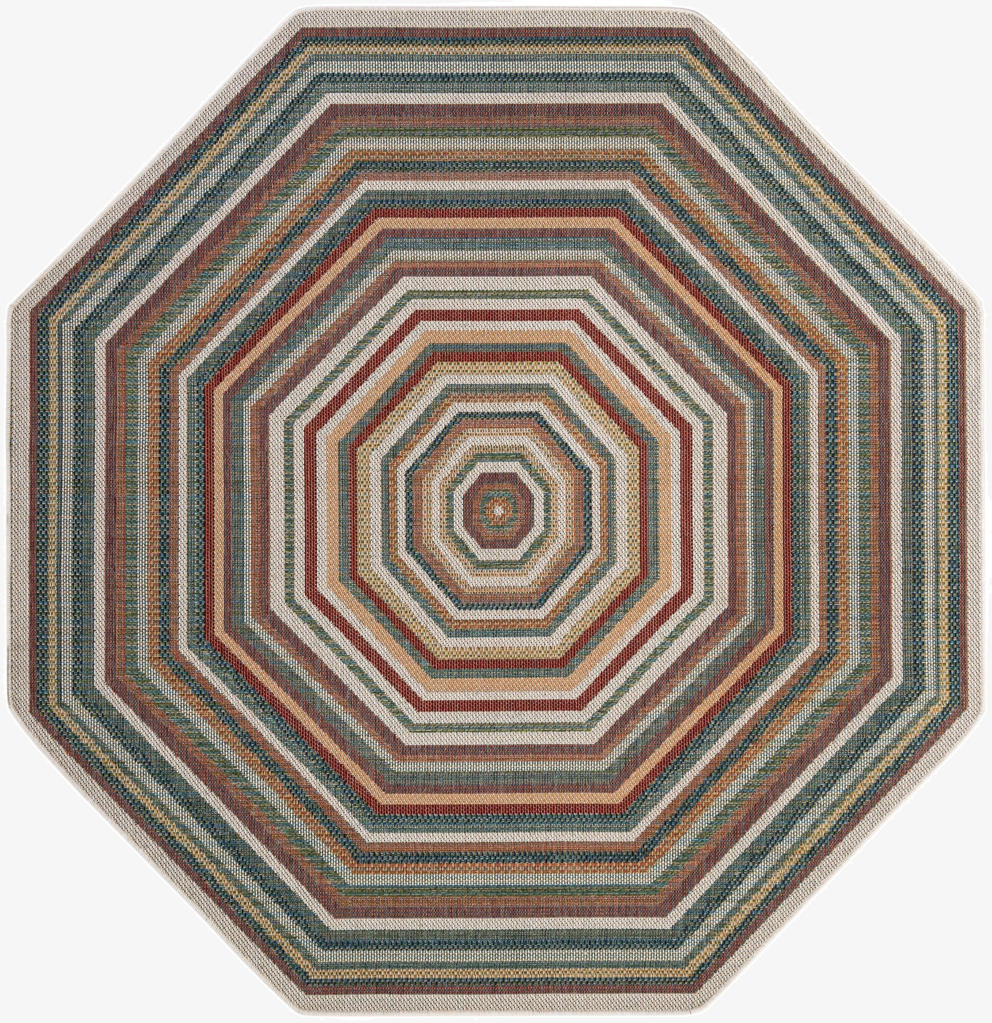 7' 10 x 7' 10  Washable Baja Indoor / Outdoor Octagon Rug