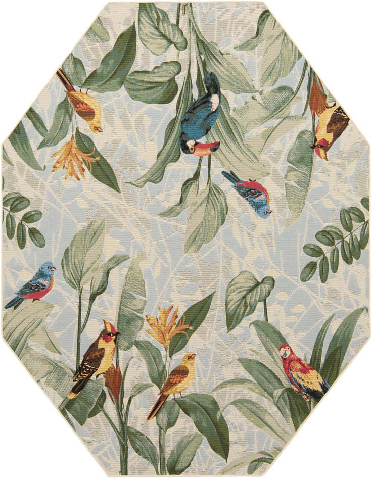Detail image of 7' 10 x 7' 10 Easy-Clean Botanical Indoor / Outdoor Octagon Rug