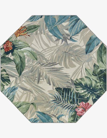7' 10 x 7' 10 Easy-Clean Botanical Indoor / Outdoor Octagon Rug